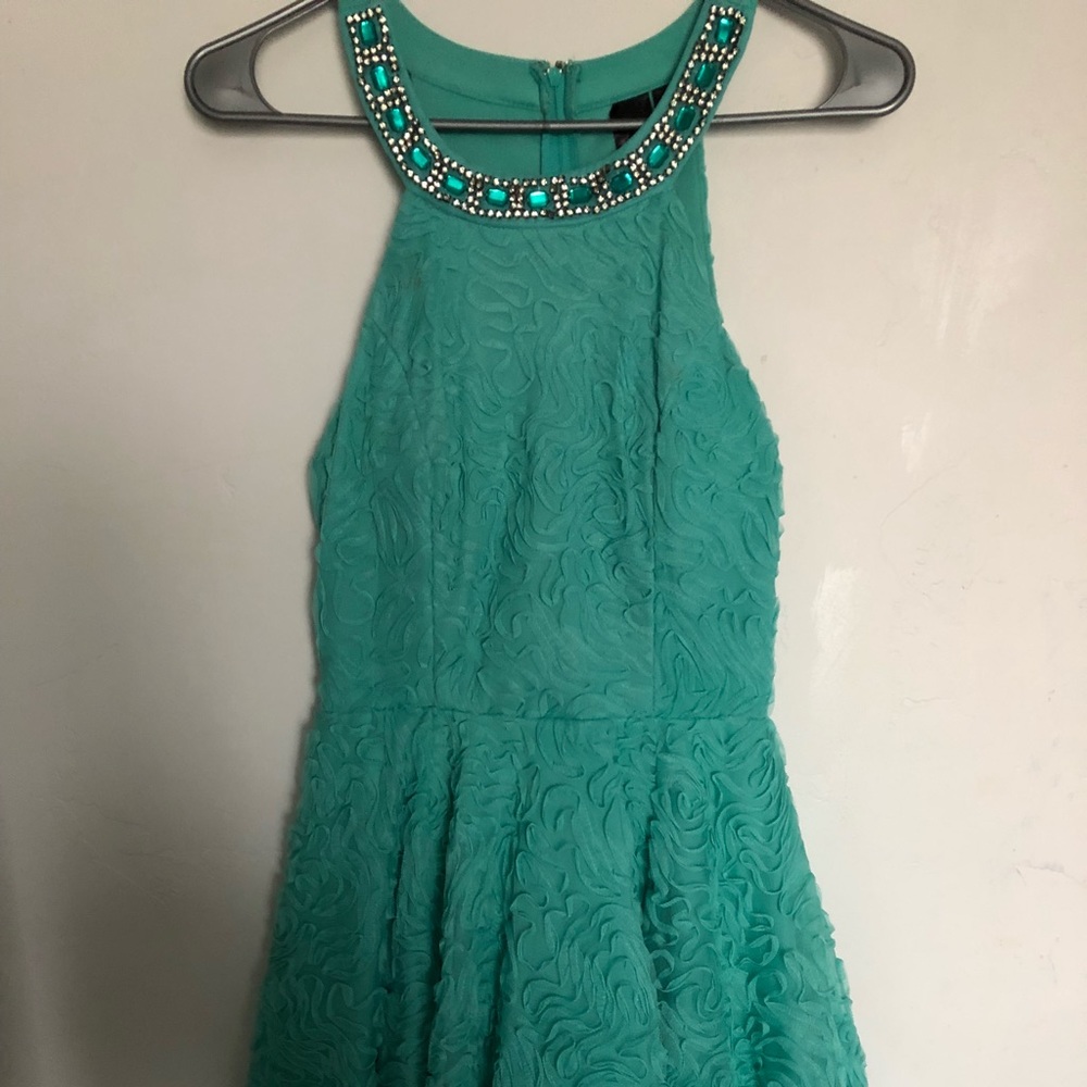 Turquoise Embellished Formal Dress